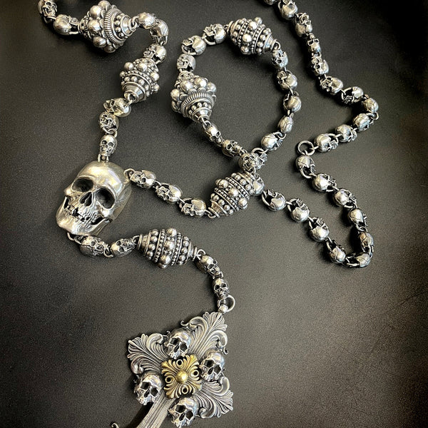 アクセサリー Skull Rosary type2 Pendant RD65 Skull Rosary Necklace – Mortis Ores