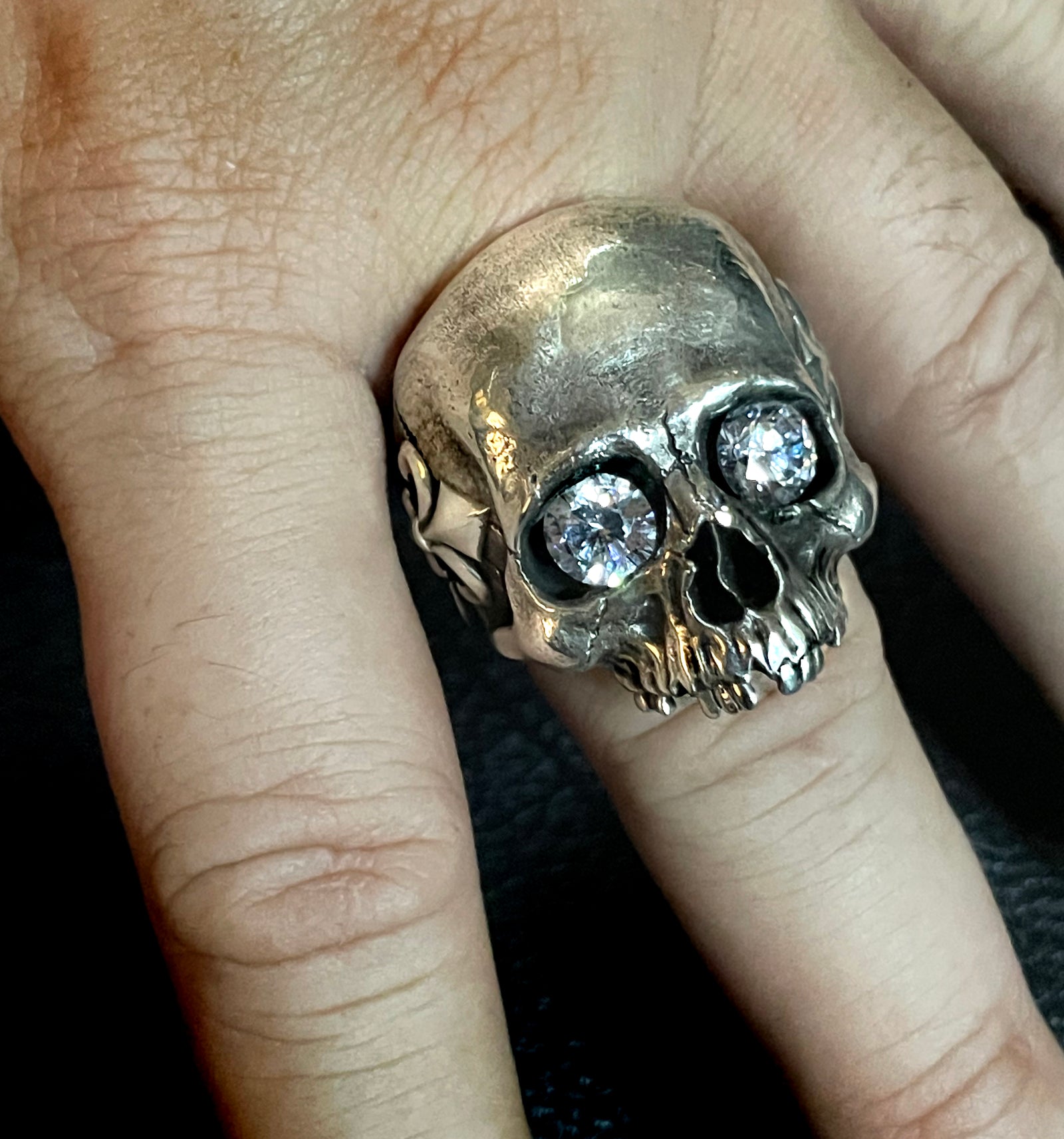 Custom Gemstones Fleur de Lis Half Jaw Skull Ring – Mortis Ores