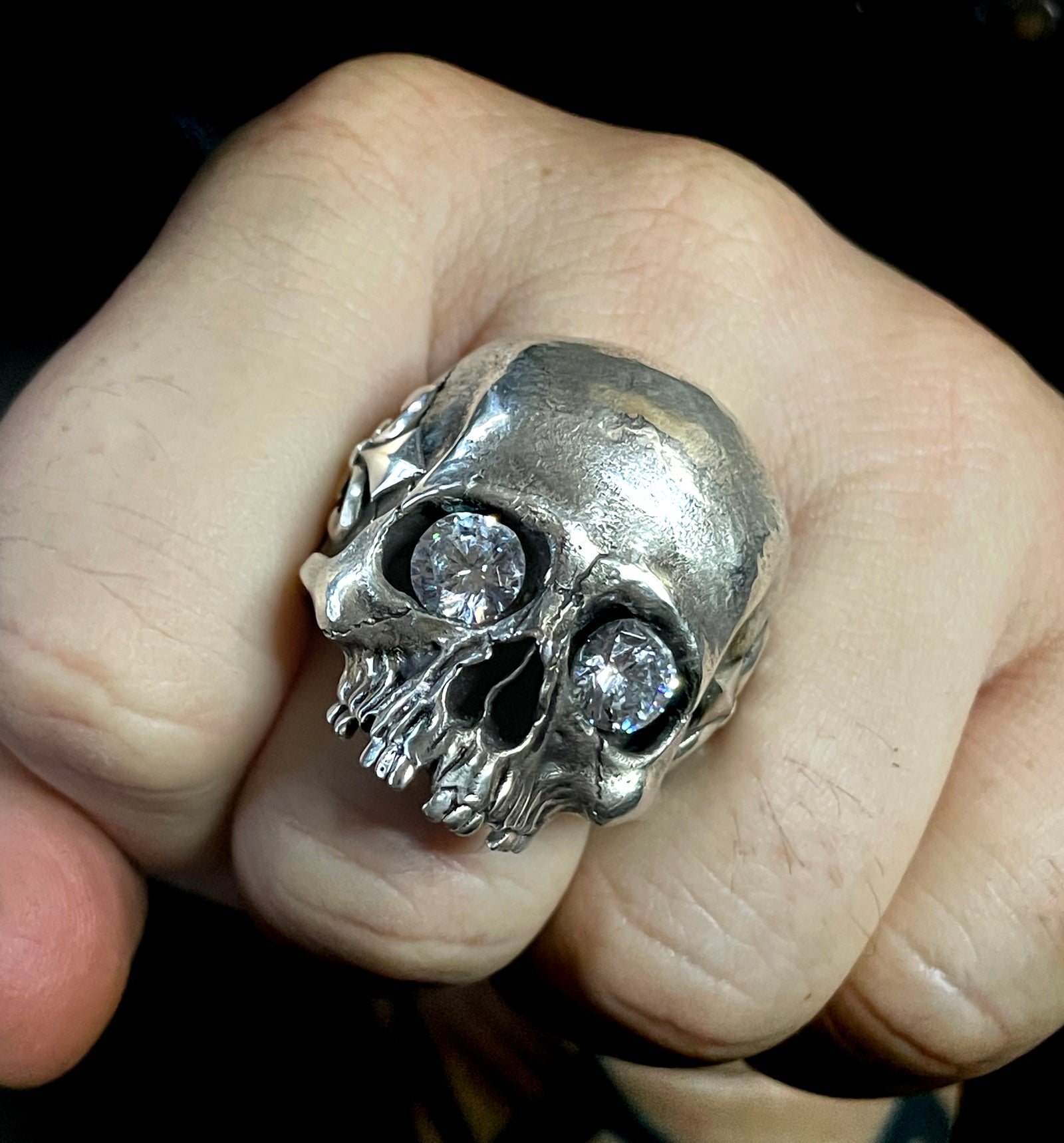 Custom Gemstones Fleur de Lis Half Jaw Skull Ring – Mortis Ores